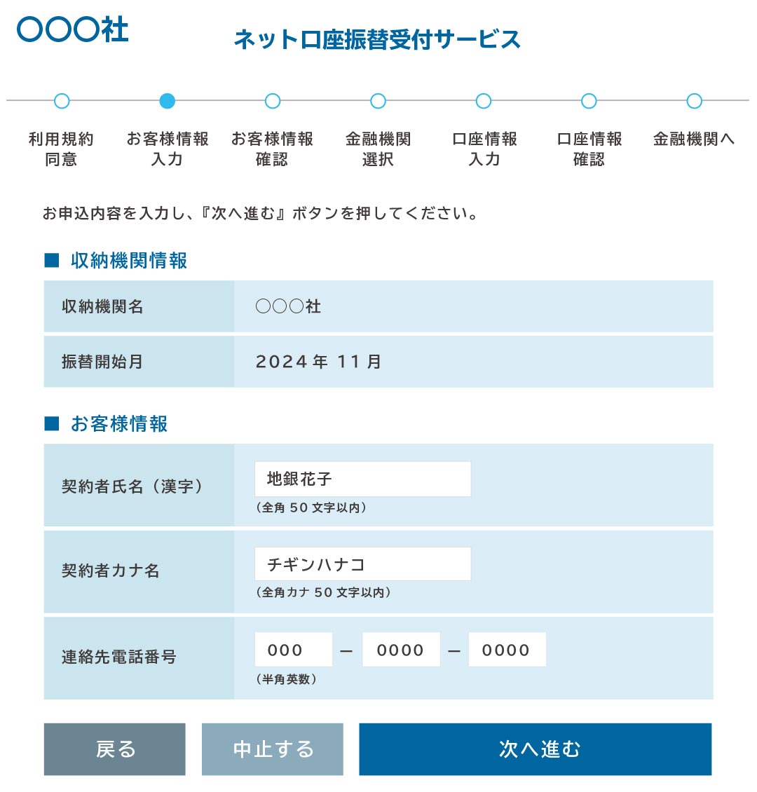お客さま情報入力